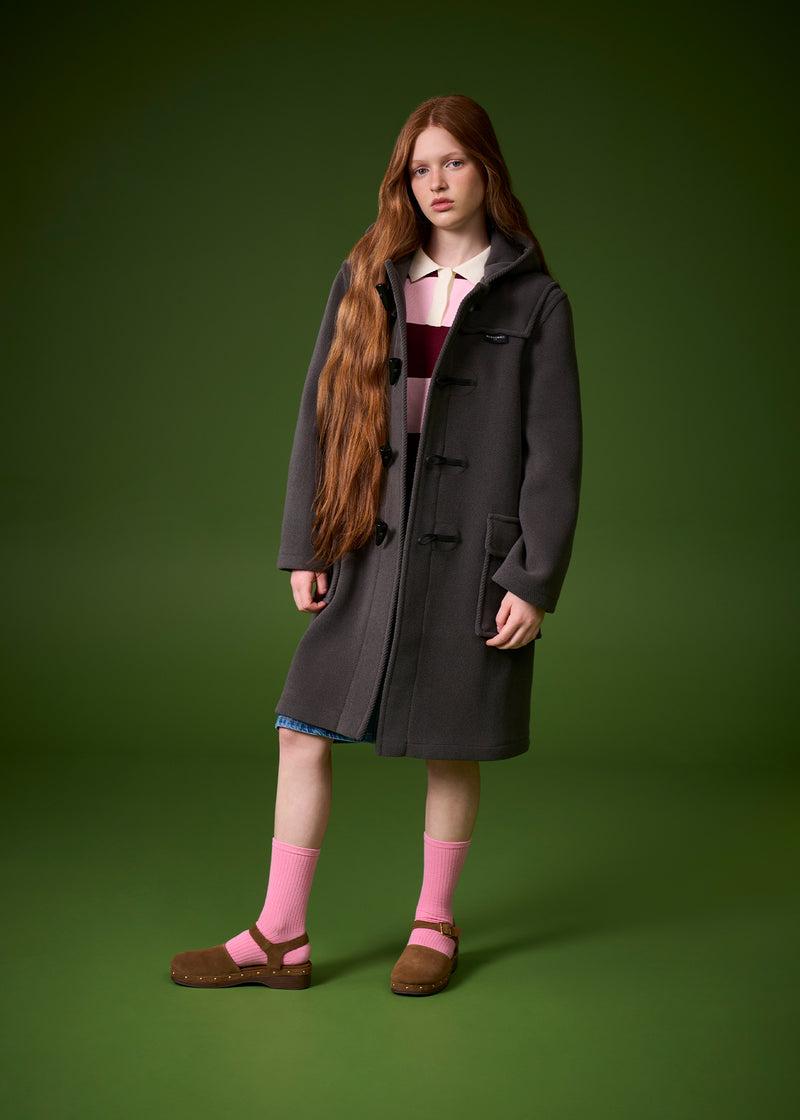 Children's Herringbone Wool Duffle Coat Navy