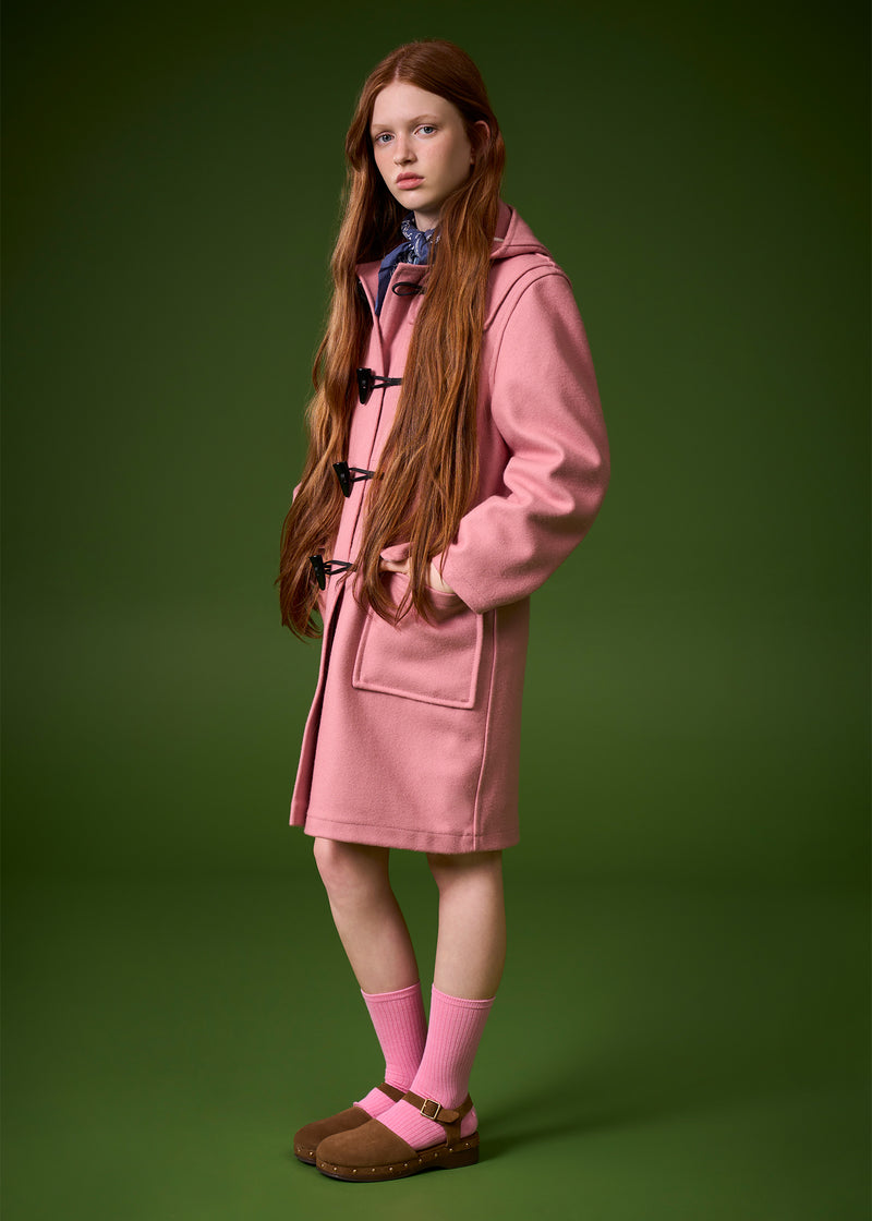 Children's Melton Wool Duffle Coat Pastel Pink