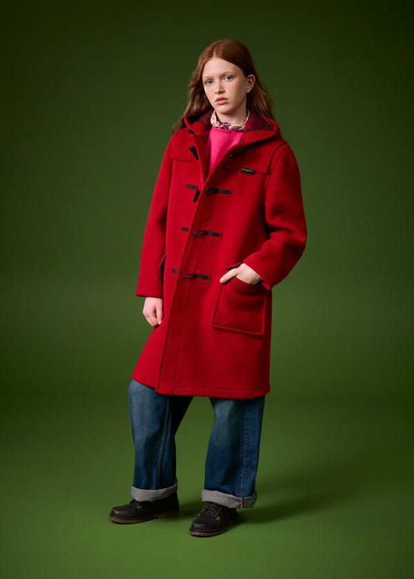 Children's Melton Wool Duffle Coat Red