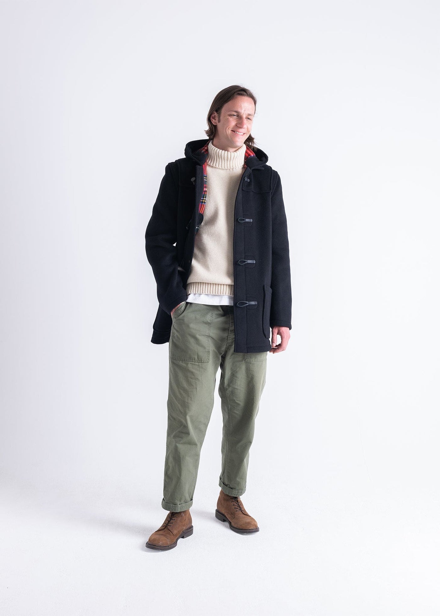 Mid Length Duffle Coat Black Stewart – Gloverall